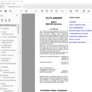 Mitsubishi Outlander 2004 Body Repair Manual - PDF DOWNLOAD