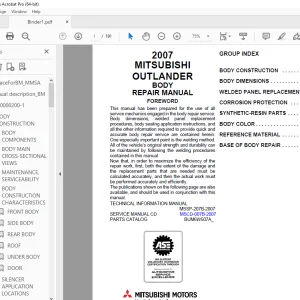 Mitsubishi Outlander 2007 Body Repair Manual - PDF DOWNLOAD
