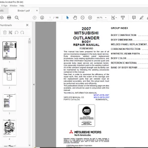 Mitsubishi Outlander 2007 Body Repair Manual - PDF DOWNLOAD