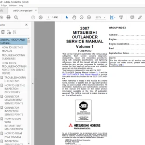 Mitsubishi Outlander 2007 Service Manual (Vol 1 & 2 & 3) - PDF DOWNLOAD