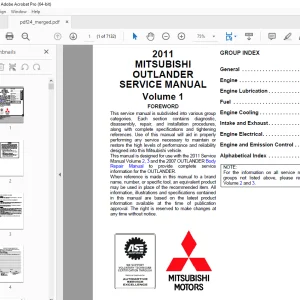 Mitsubishi Outlander 2011 Service Manual (Vol 1 & 2 & 3) - PDF DOWNLOAD