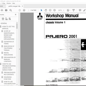 Mitsubishi Pajero 2001 Chassis Workshop Manual (Vol 1 & 2) PDF