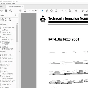 Mitsubishi Pajero 2001 Technical Information Manual PYJE0001 PDF