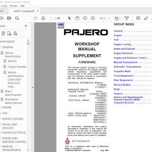 Mitsubishi Pajero 2002 Supplement Workshop Manual - PDF DOWNLOAD