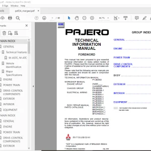 Mitsubishi Pajero 2002 Technical Information Manual - PDF DOWNLOAD