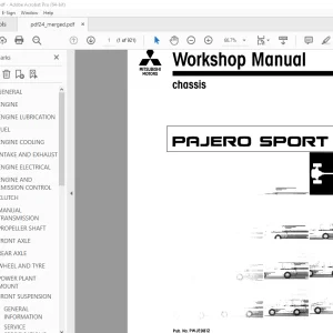 Mitsubishi Pajero Sport 1999 Chassis Workshop Manual PWJE9812 PDF