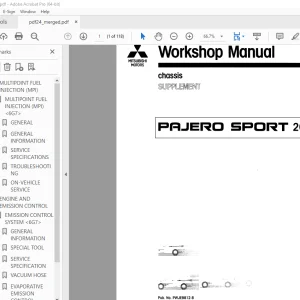 Mitsubishi Pajero Sport 2001 Supplement Chassis Workshop Manual PWJE9812-B PDF