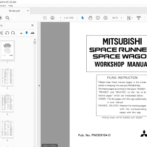 Mitsubishi Space Runner  Space Wagon Service Manual PWDE9104-D - PDF