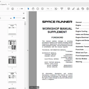 Mitsubishi Space Runner Supplement Service Manual - PDF