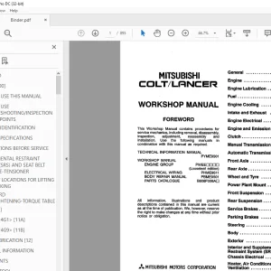 Mitsubishi Colt/Lancer chassis Bulletin Supplement Service Manual - PDF