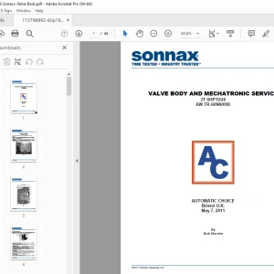 Sonnax ZF 6HP19/26 AW TR-60SN/09D VALVE BODY & MECHATRONIC SERVICE Manual PDF