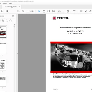Terex Crane AC40/2-AC40/2L EN 13000 2010 Maintenance & Operator's Manual PDF