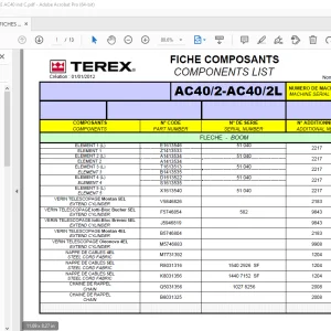 Terex Crane AC40/2-AC40/2L Fiche Components Manual PDF