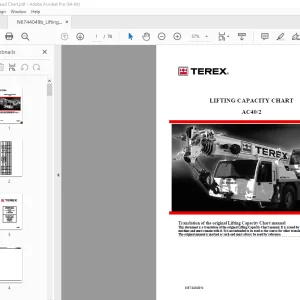 Terex Crane AC40/2 LIFTING CAPACITY CHART Manual PDF