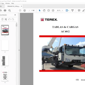 Terex Crane AC40/2 TABLAS de CARGAS SN 256055 - PDF DOWNLOAD
