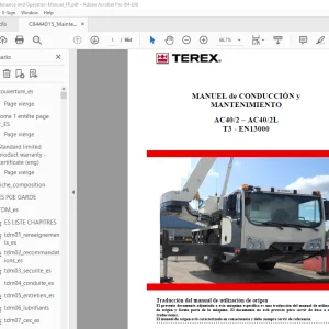Terex Crane AC40/2–AC40/2L T3 EN13000 MANUEL de CONDUCCIÓN y MANTENIMIENTO PDF
