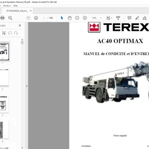 Terex Crane AC40 OPTIMAX MANUEL de CONDUITE et D’ENTRETIEN SN 253001 PDF