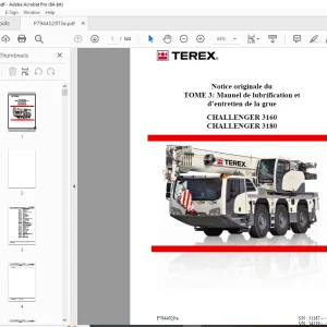 Terex Crane Challenger 3160 & 3180 Manuel de lubrification et d’entretien de la grue PDF