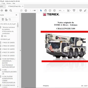 Terex Crane Challenger 3180 Divers Schémas Manual SN 54119 PDF