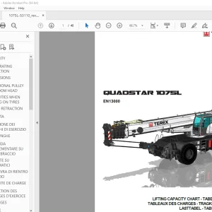 Terex Crane Quadstar 1075L EN13000 Lifting Capacity Chart Manual PDF
