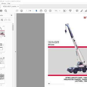 Terex Crane RC 45 EN13000 Lifting Capacity Chart Manual - PDF DOWNLOAD
