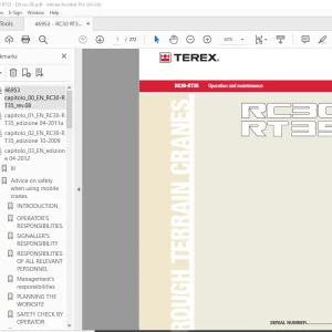 Terex Crane RC30-RT35 Operation & Maintenance Manual 46953 PDF