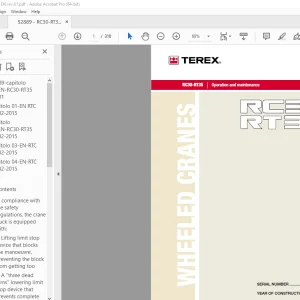 Terex Crane RC30-RT35 Operation & Maintenance Manual 52889 PDF