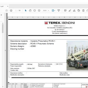 Terex Crane RC45-1 Pneumatic Schematic Manual 42980 - PDF DOWNLOAD