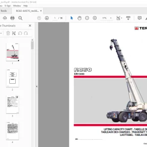 Terex Crane RC60 EN13000 Lifting Capacity Chart Manual 44570 PDF