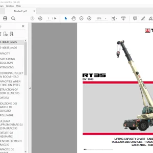Terex Crane RT35 EN13000 Lifting Capacity Chart Manual 46639 PDF