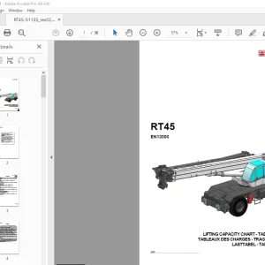Terex Crane RT45 EN13000 Lifting Capacity Chart Manual 51135 PDF