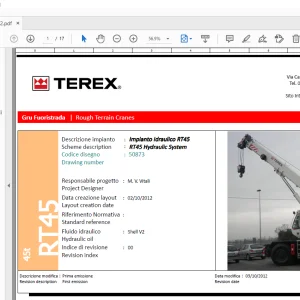Terex Crane RT45 Hydraulic Schematic Manual 50873 - PDF DOWNLOAD