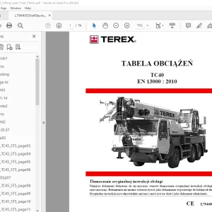 Terex Crane TC40 EN 13000 TABELA OBCIĄŻEŃ SN 745010 PDF