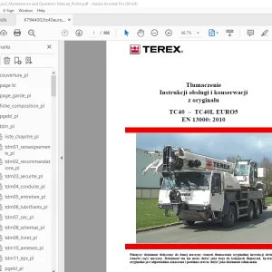 Terex Crane TC40-TC40L EURO5 EN13000 2010 Instrukcji obsługi i konserwacji PDF