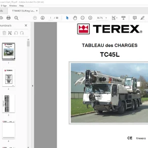 Terex Crane TC45L TABLEAU des CHARGES SN 740046 - PDF DOWNLOAD