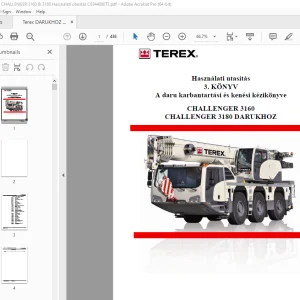 Terex DARUKHOZ CHALLENGER 3160 & 3180 Használati utasítás C8344080T3 PDF