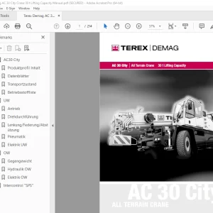 Terex Demag AC 30 City Crane 30 t Lifting Capacity Manual - PDF DOWNLOAD