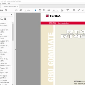 Terex GRU GOMMATE RT45 RT45L Uso e manutenzione 52890 PDF