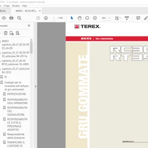 Terex Gru Gommate RC30 RT35 Uso e manutenzione 46953 - PDF DOWNLOAD