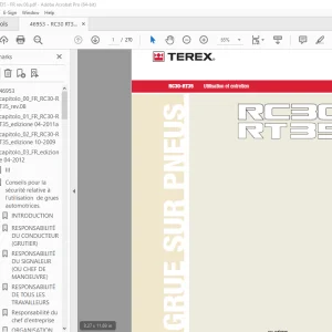 Terex Grue Sur Pneus RC30-RT35 Utilisation et entretien 46953 PDF
