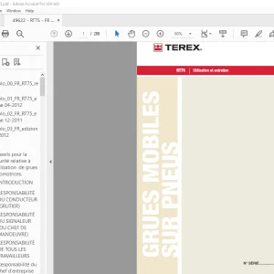 Terex Grues Mobiles Sur Pneus RT75 Utilisation et entretien 49622 PDF