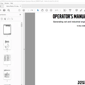 Volvo Penta 16 Liter(EMS 2) Generating Set & Industrial Engines Operator's Manual PDF
