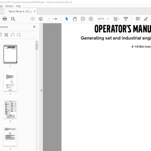 Volvo Penta 4–16 liter (non-EDC) Generating set & industrial engines Operator's Manual PDF