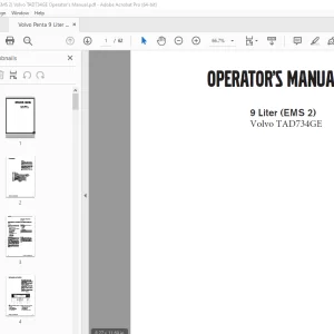 Volvo Penta 9 Liter (EMS 2) TAD734GE Operator's Manual PDF