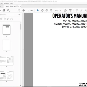 Volvo Penta AQ175 AQ200 AQ225 AQ260 AQ271 AQ290 AQ311 Drives 275 290 290DP Operator's Manual PDF