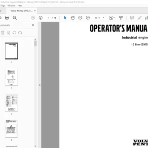 Volvo Penta (EMS 2) 12 liter Industrial Engines Operator's Manual PDF