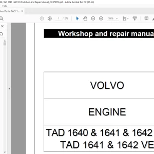 Volvo Penta Engine TAD 1640 & 1641 & 1642 GE TAD 1641 & 1642 VE Repair Manual PDF