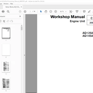 Volvo Penta Engine Unit AQ125A,B AQ145A,B Workshop Manual PDF