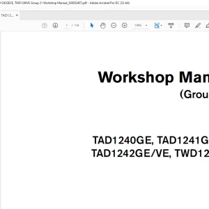 Volvo Penta Group 21 TAD1240GE, TAD1241GE/VE TAD1242GE/VE, TWD1240VE Workshop Manual PDF