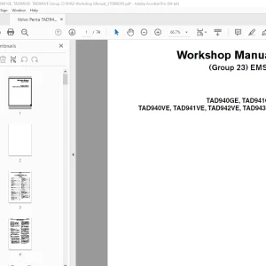 Volvo Penta (Group 23) EMS 2 TAD940GE, TAD941GE TAD940VE, TAD941VE, TAD942VE, TAD943VE Workshop Manual PDF